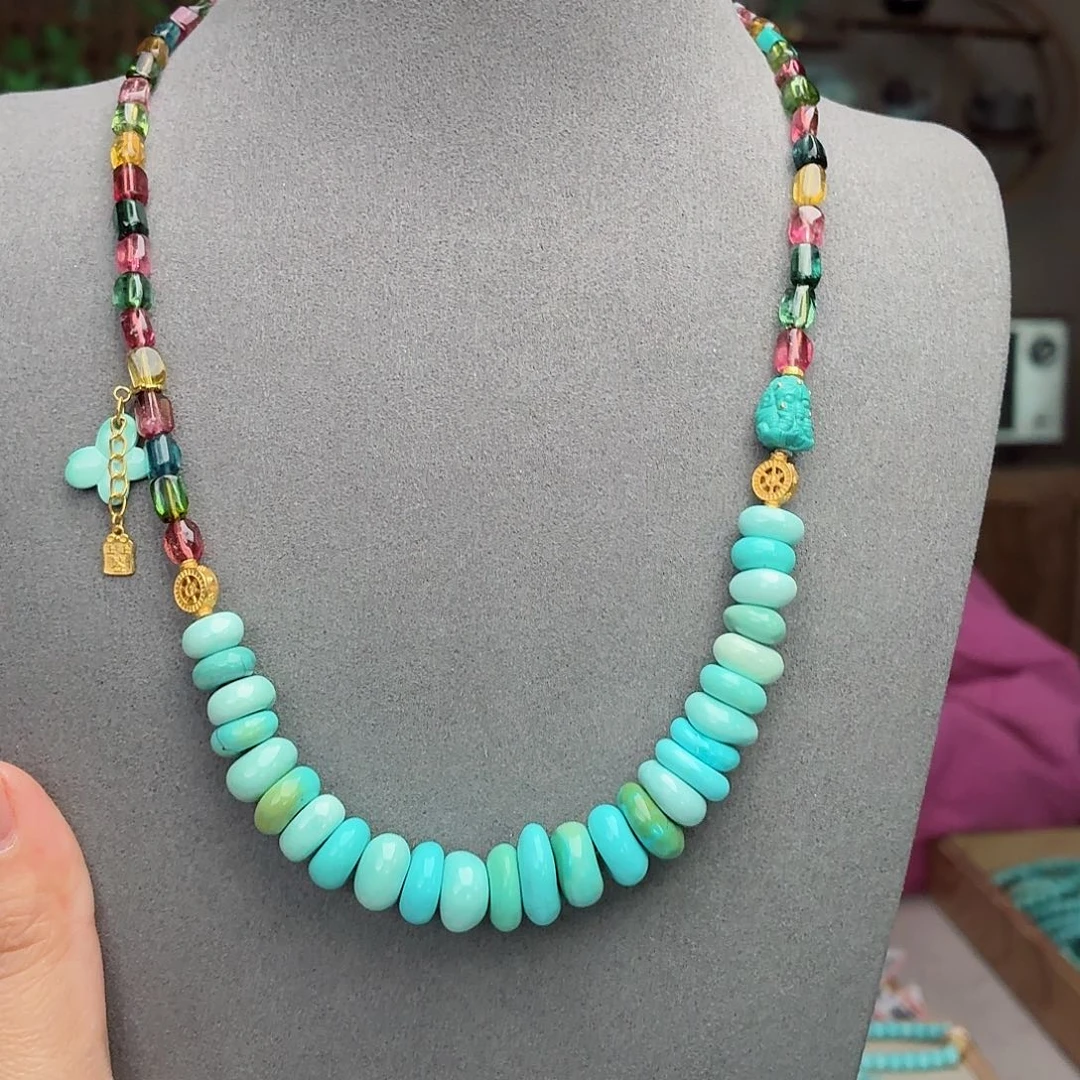 绿松石18K金镶嵌珠宝奇石