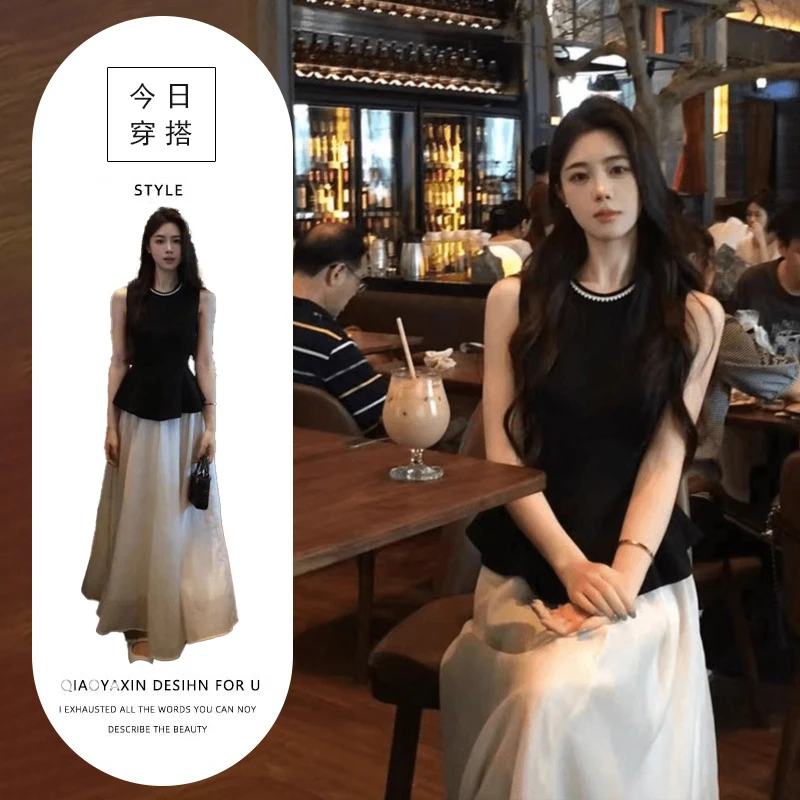夏装搭配气质穿搭一整套韩系盐系轻熟今年流行漂亮半身裙两件套装
