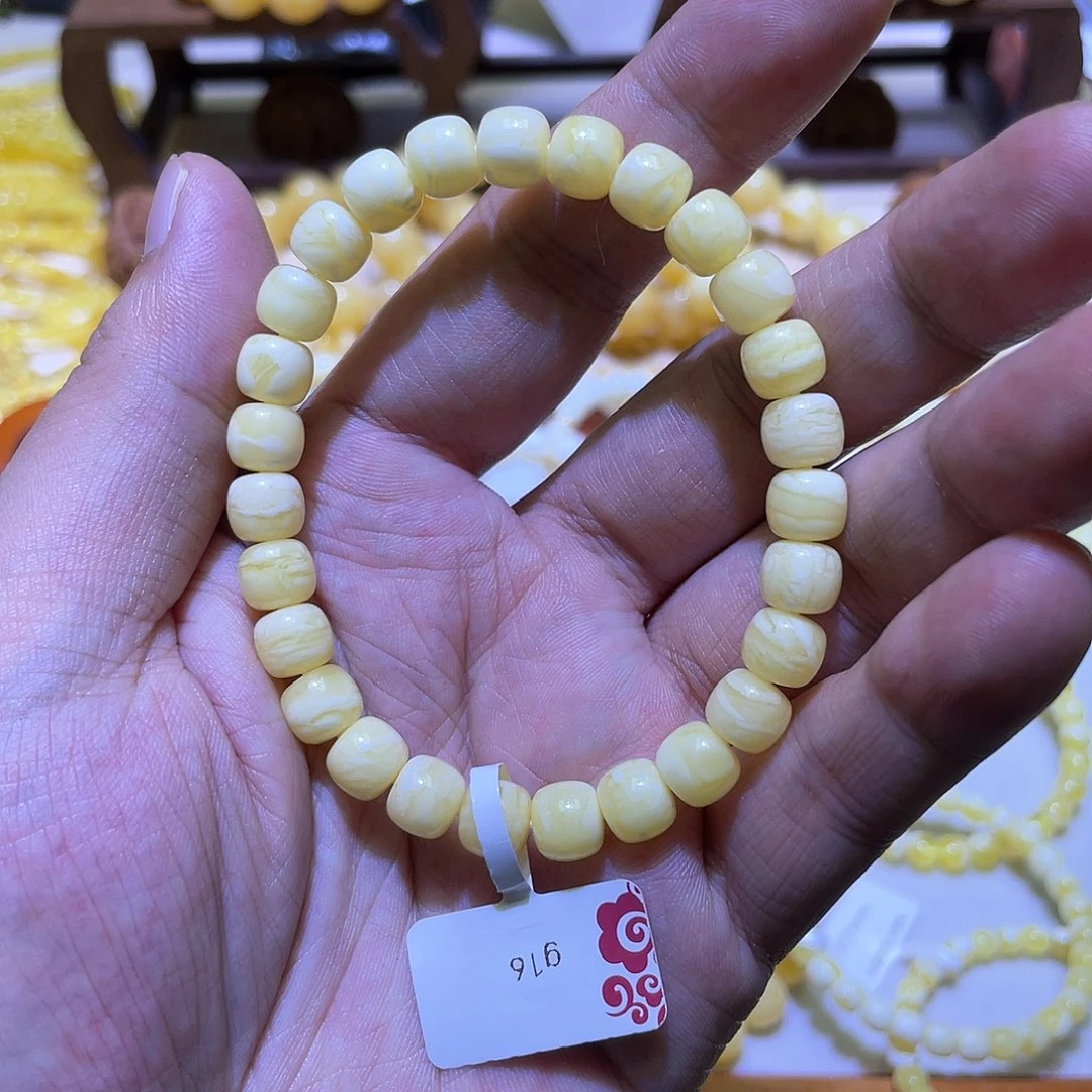 蜜蜡手串未镶嵌8mm虎皮浓白特级