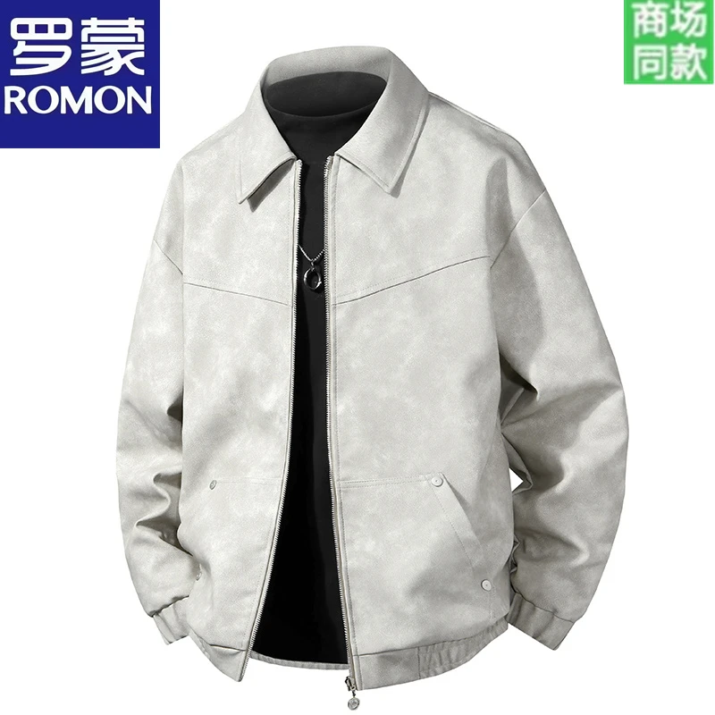 Romon/罗蒙新品皮衣外套男士秋季潮流海宁机车双面高档质感皮夹克