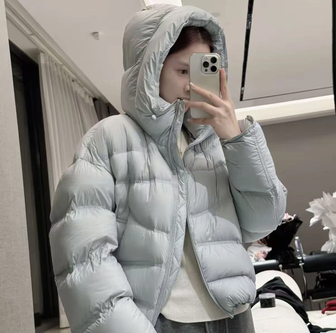 【90%白鸭绒】连帽保暖轻职风合格品长袖短款百搭潮流羽绒服