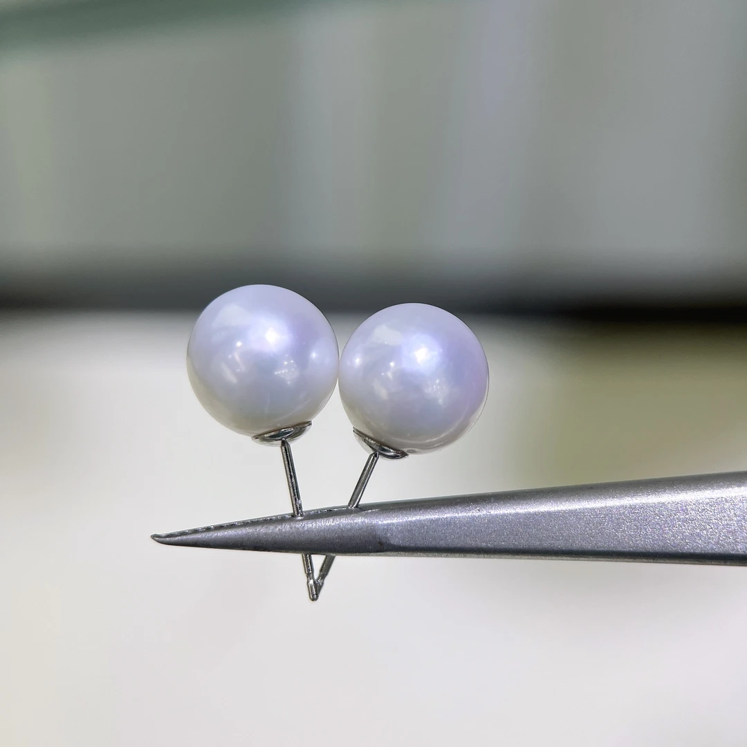 【HH】淡水珍珠 珍珠耳钉素钉 S925银 9-10MM