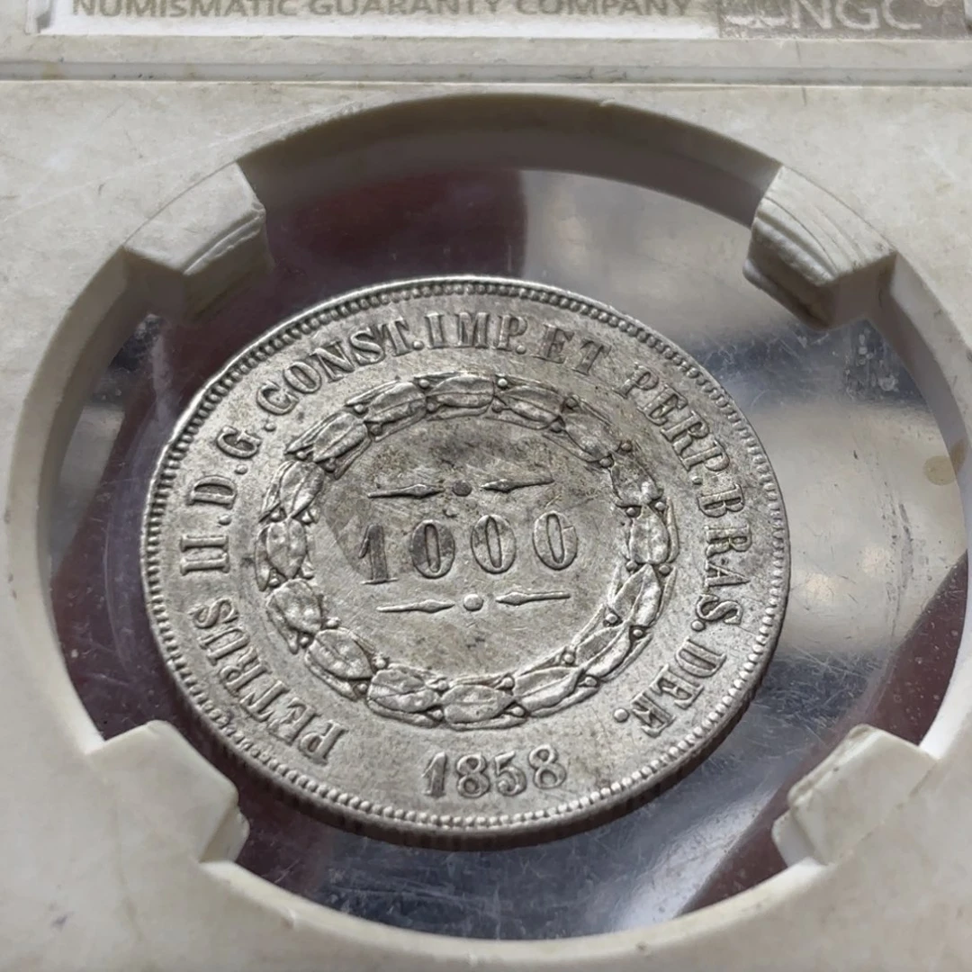 银Ag900美品葡属巴西1000瑞斯银币12.6克90%纯银