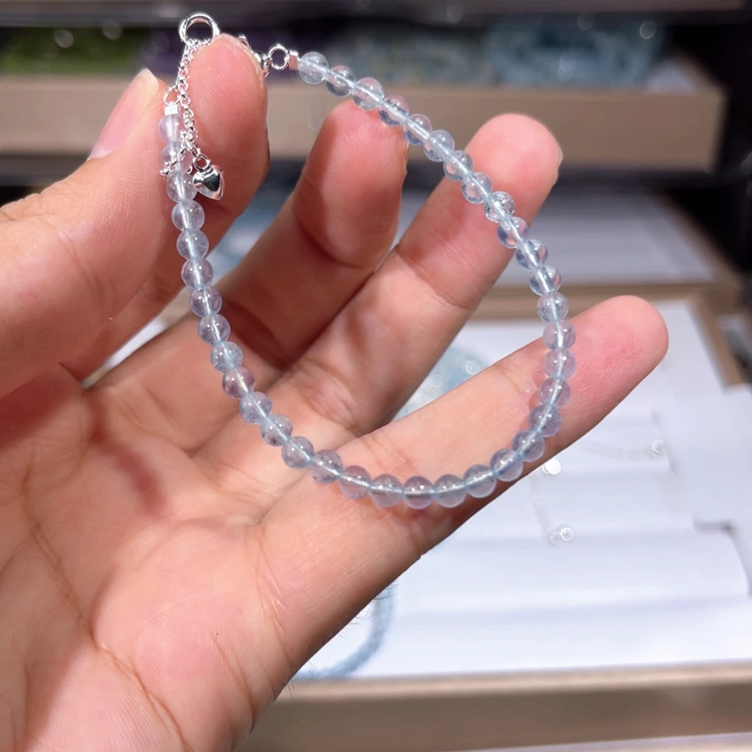 海蓝宝石手链银S925镶嵌海蓝宝011