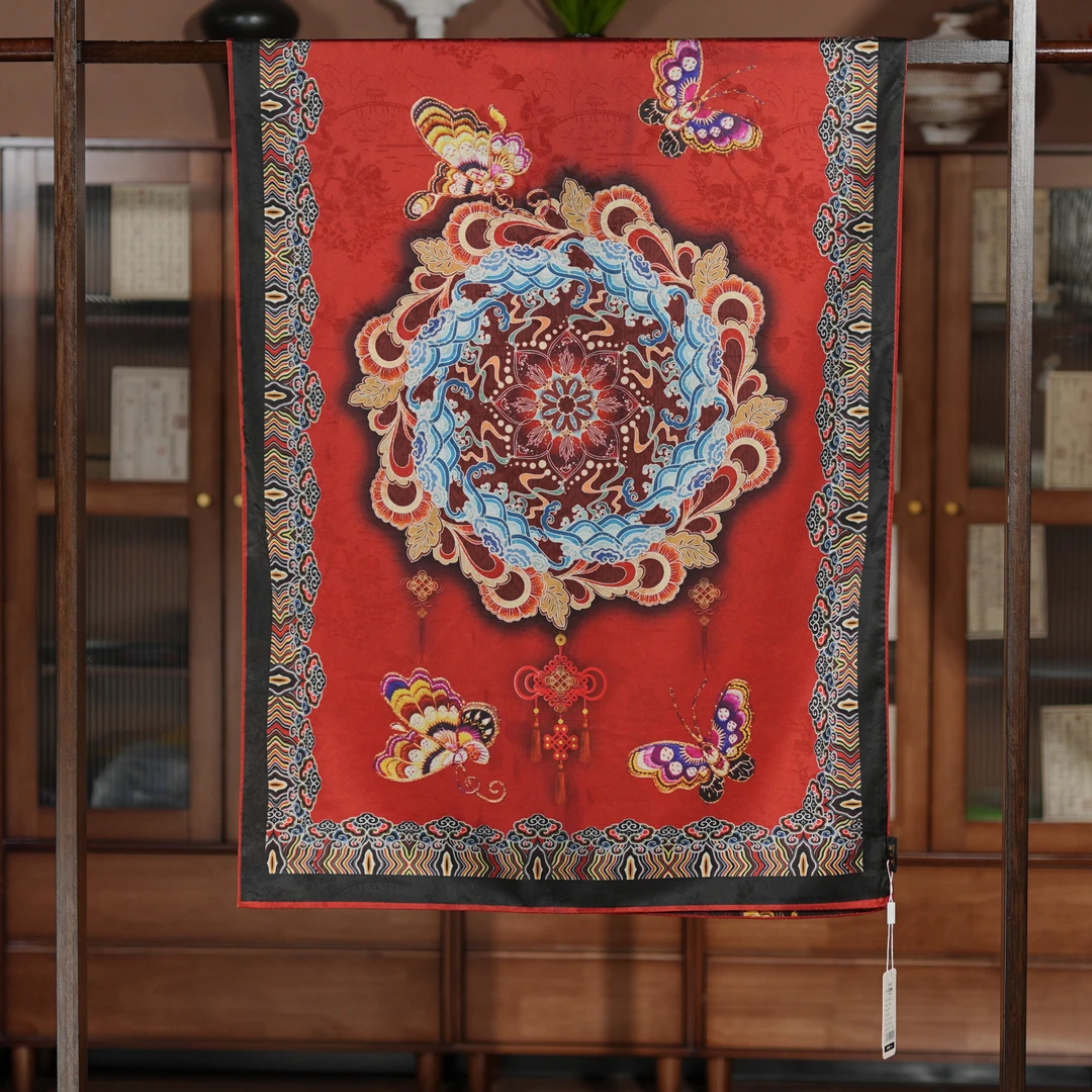 新【C73-167 藻井纹】180*70丝巾气质百搭国风双面时尚中式香云