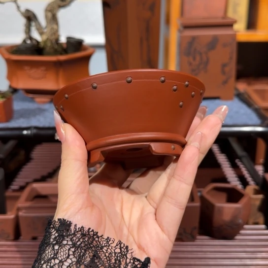 紫砂花盆口径9深度3.2