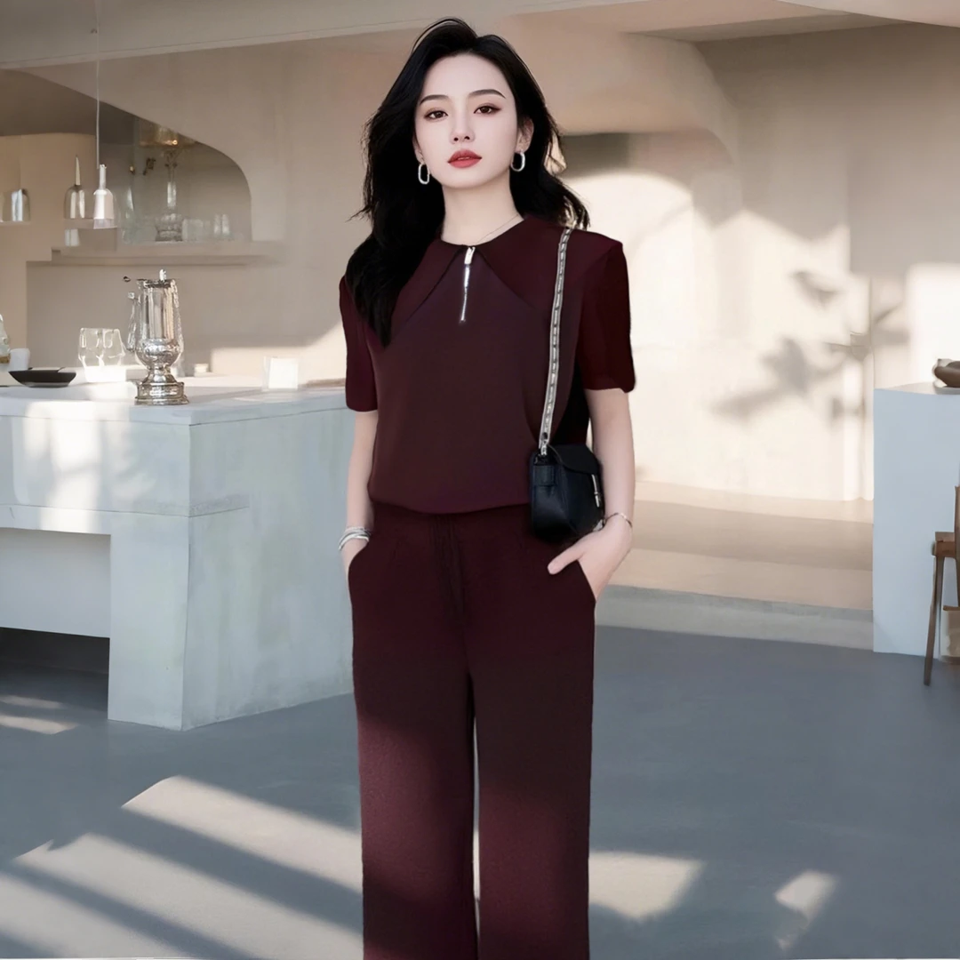 A【两件套】2025新款显瘦气质时尚高腰洋气百搭设计师两件套D0479