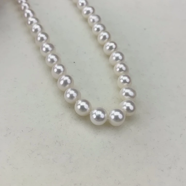 淡水珍珠颈饰银S925镶嵌卡8极光白高品