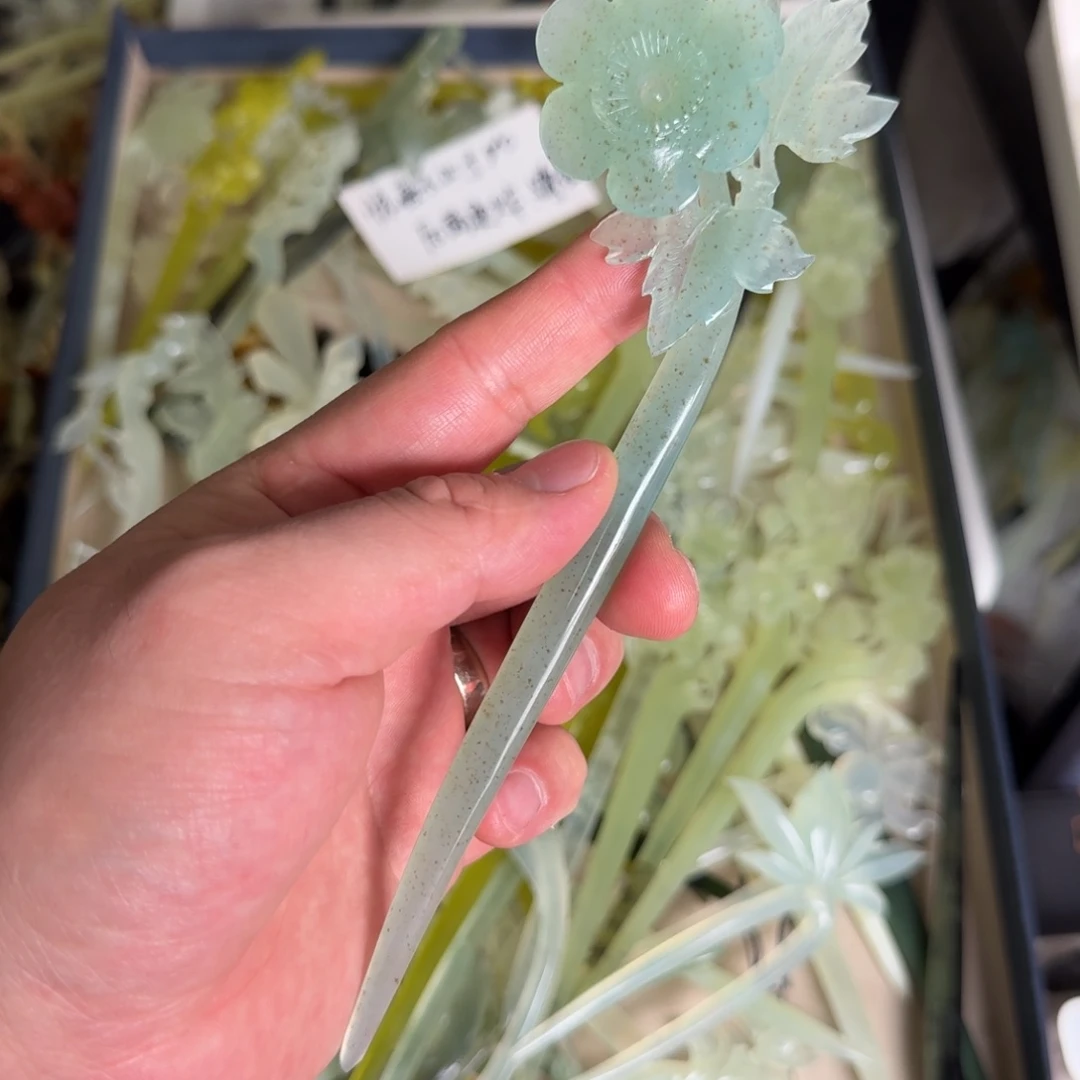 岫玉发饰未镶嵌明君玉簪就是好看