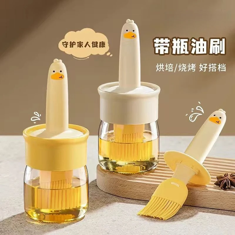 油刷硅胶玻璃户外烧烤露营家用厨房刷子优质生活用品油壶一体式