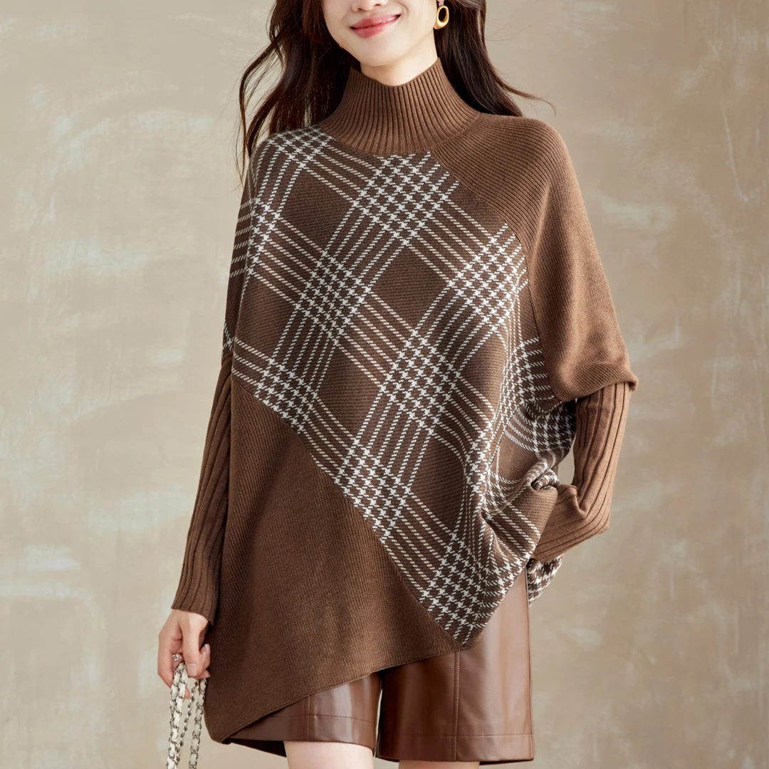 独特漂亮不规则上衣高端胖mm特大码女装半高领毛衣女秋冬外穿长款