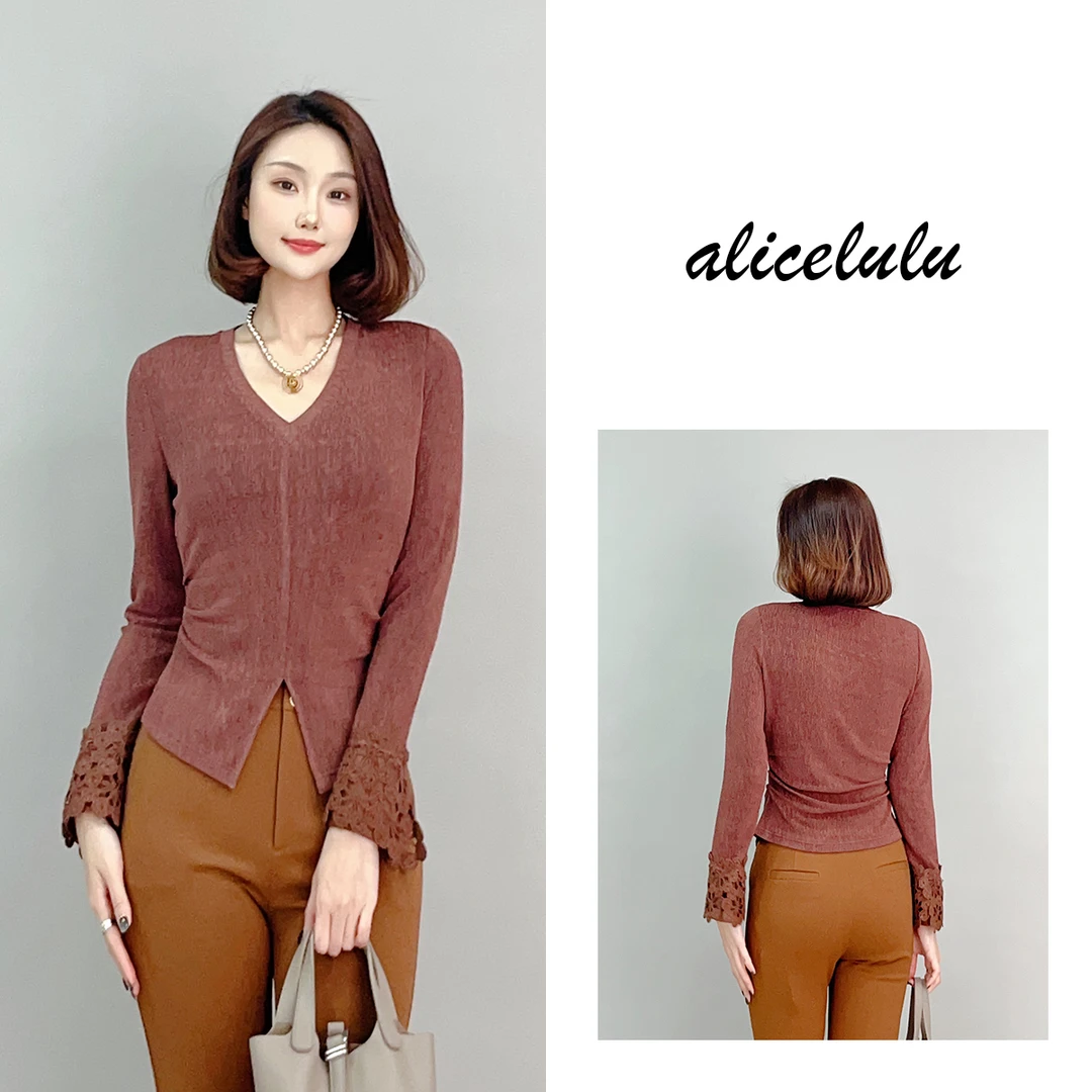 1 ALICE “小蛮腰”衬衫 时髦设计 蕾丝拼接 S2141785L