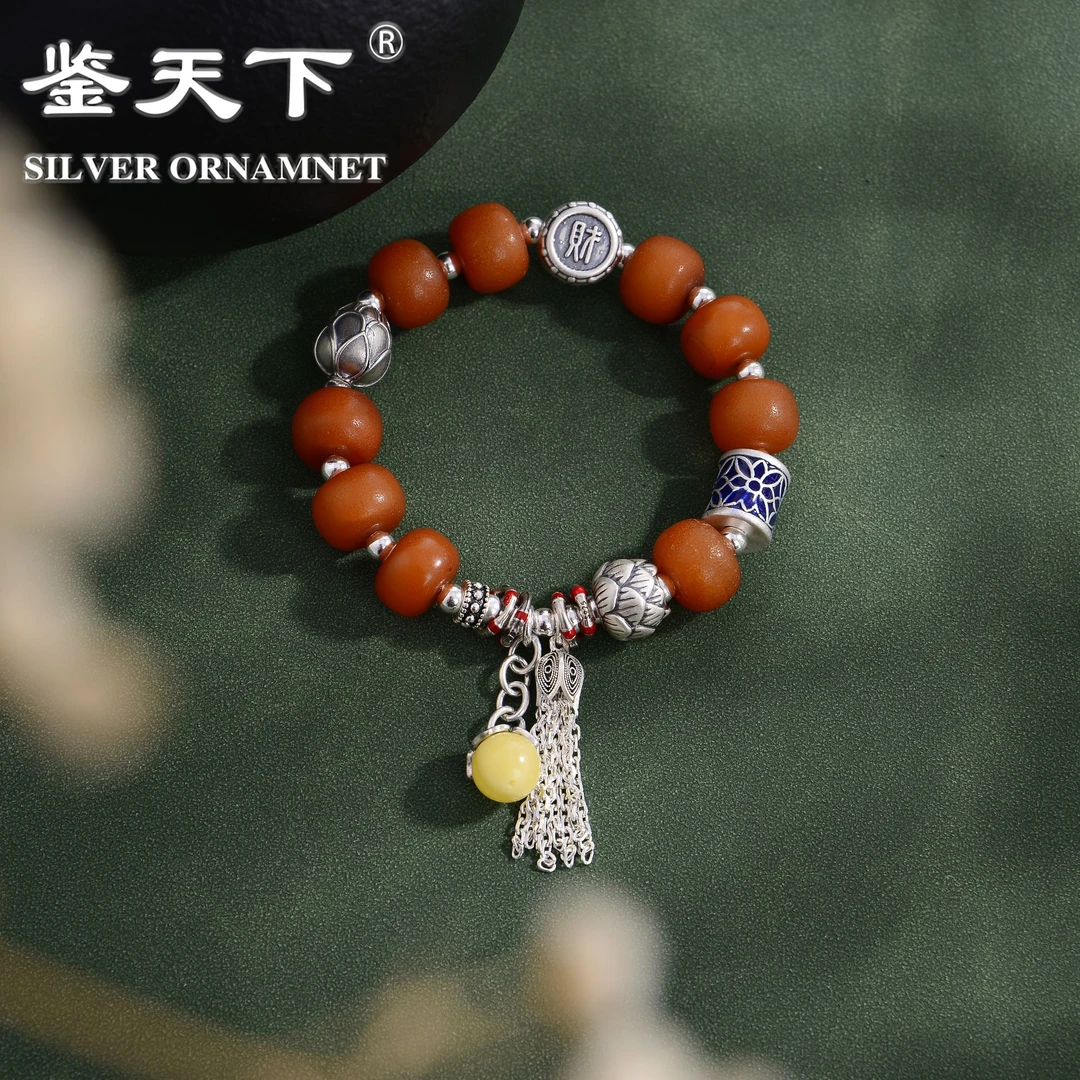 蜜蜡莲花发财手链06500014