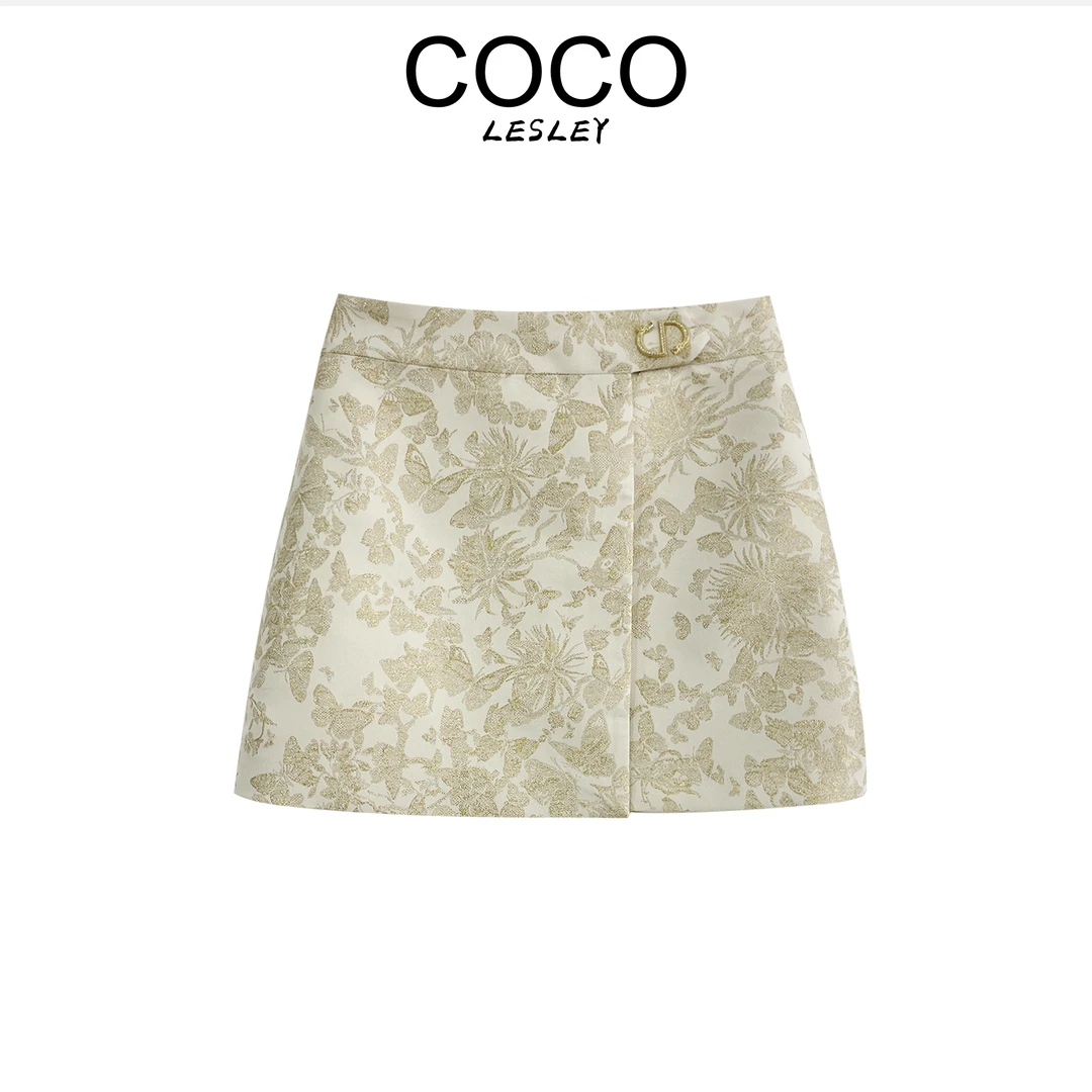 【COCO LESLEY】2025春夏质感重工提花拼色百搭短裙112383