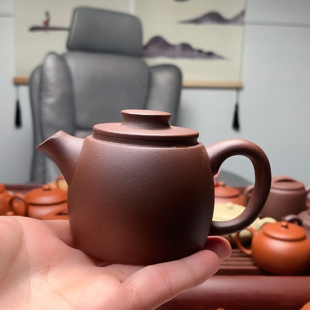 紫砂茶壶羊角山紫泥恒古壶