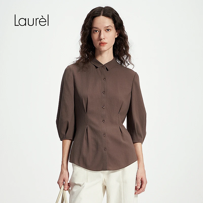 Laurel劳芮25春新款复古感七分泡泡袖波嬉风衬衫女LWL352C07300