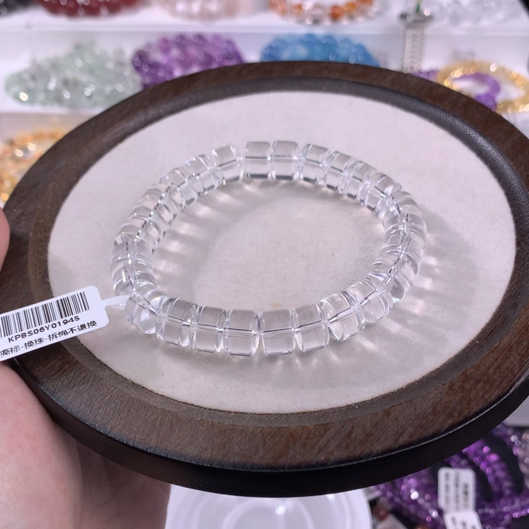 手链未镶嵌水晶高品净体白水车轮珠10mm