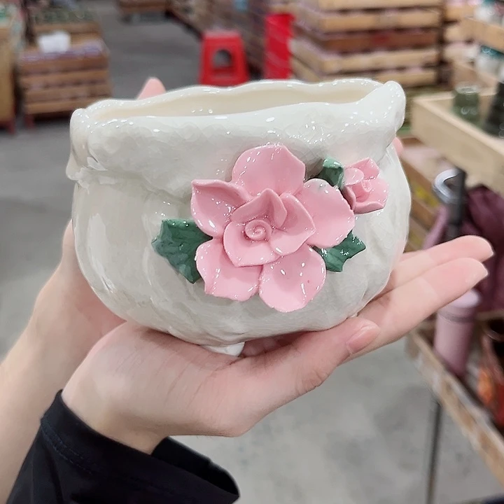 有孔.凑单10元陶瓷花盆发货!