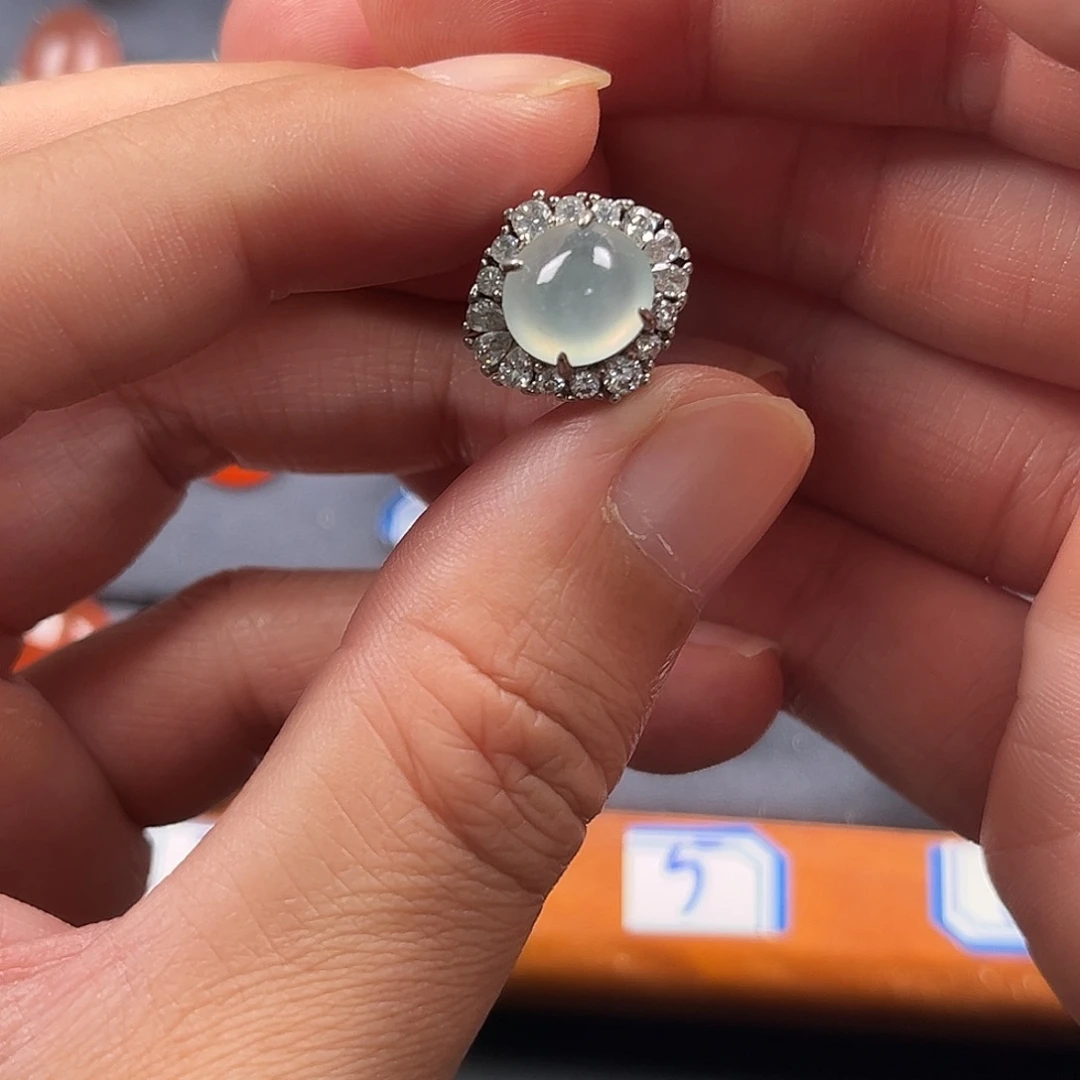 翡翠银S925镶嵌戒指缅甸A货