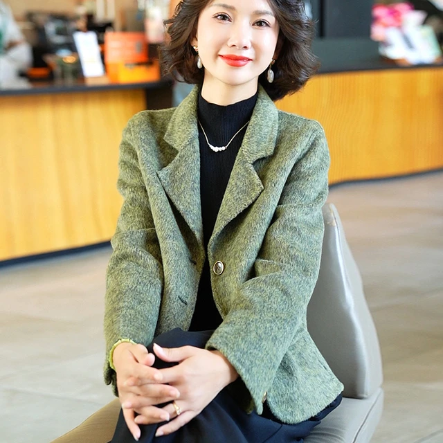 秋冬季2026年新款双面呢羊毛大衣女修身西装外套女毛呢小个子外套