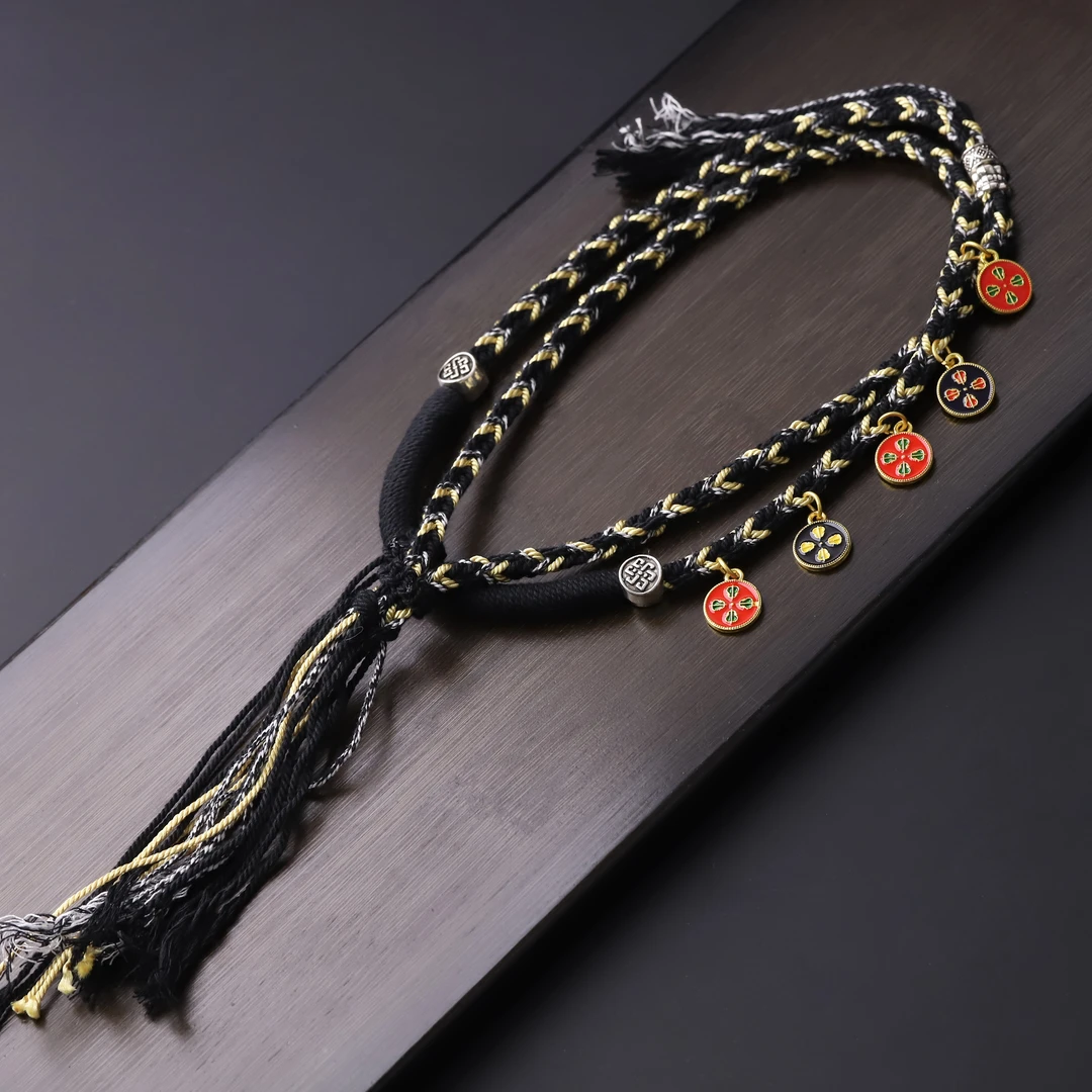 S9783 五路手编绳挂绳文玩编织绳配件饰品