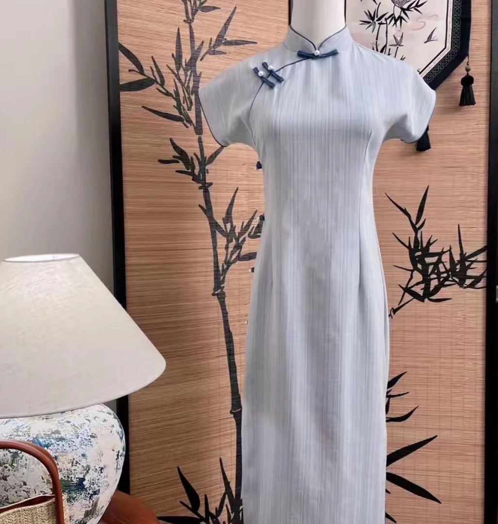 旗袍 《雅归》小个子中长款旗袍新中式减龄款