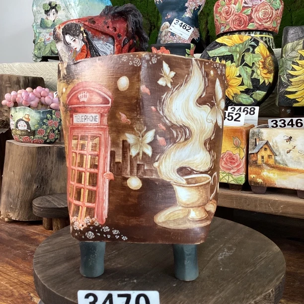 3470手绘油画风异形盆