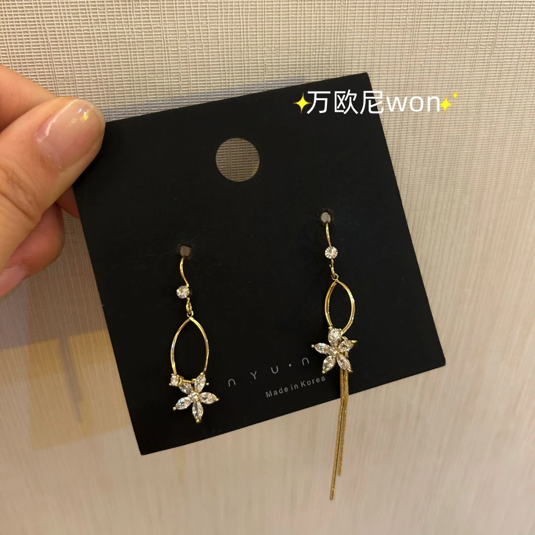 925银合成锆石耳饰 CHANGE x 花之幻舞 耳钉韩系百搭 弧E043