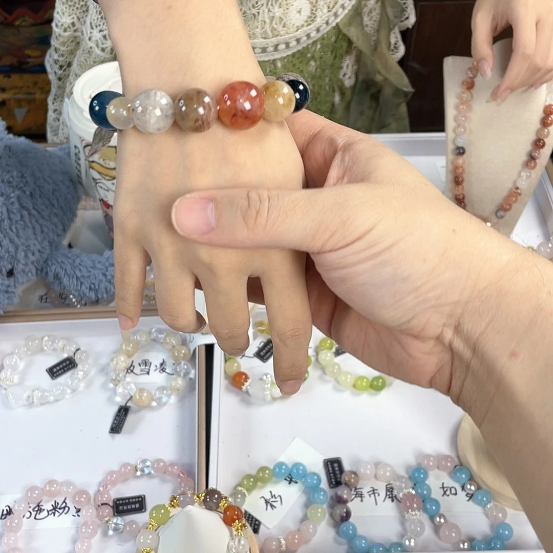 水晶手链银S925镀金镶嵌