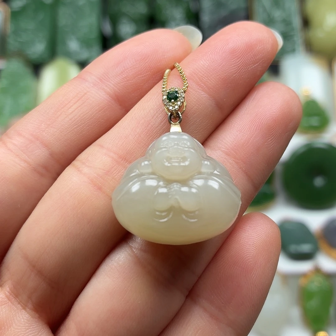 和田玉银S925镶嵌颈饰