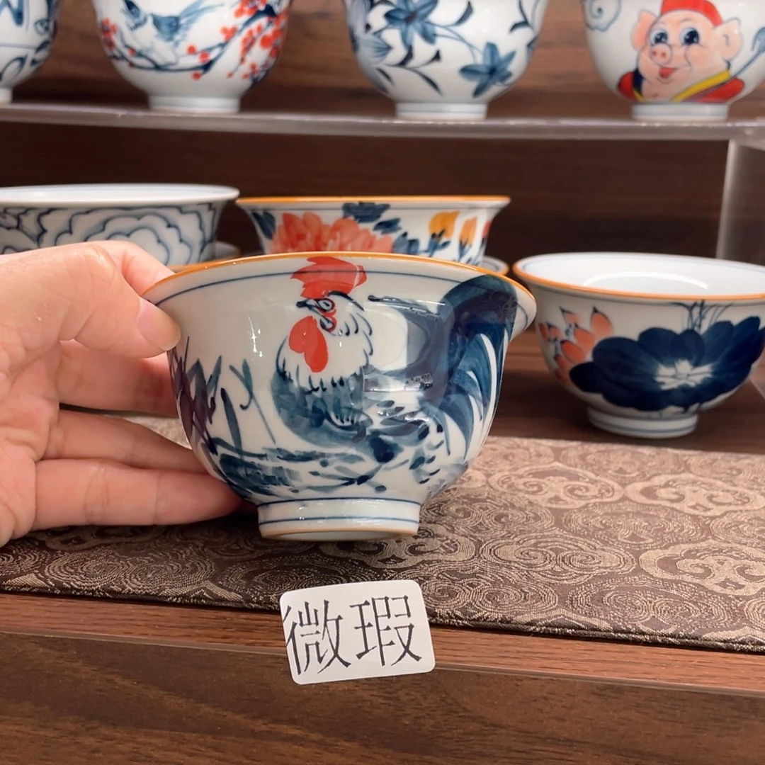 釉下手绘茶具微瑕