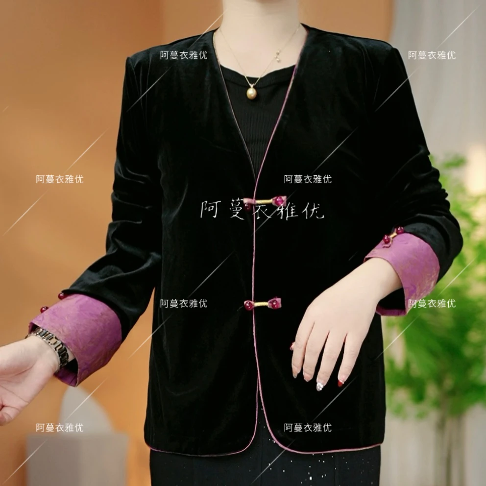 【衣雅严选】8084-2333#新款原版高定重磅植绒新中式盘扣外套上衣