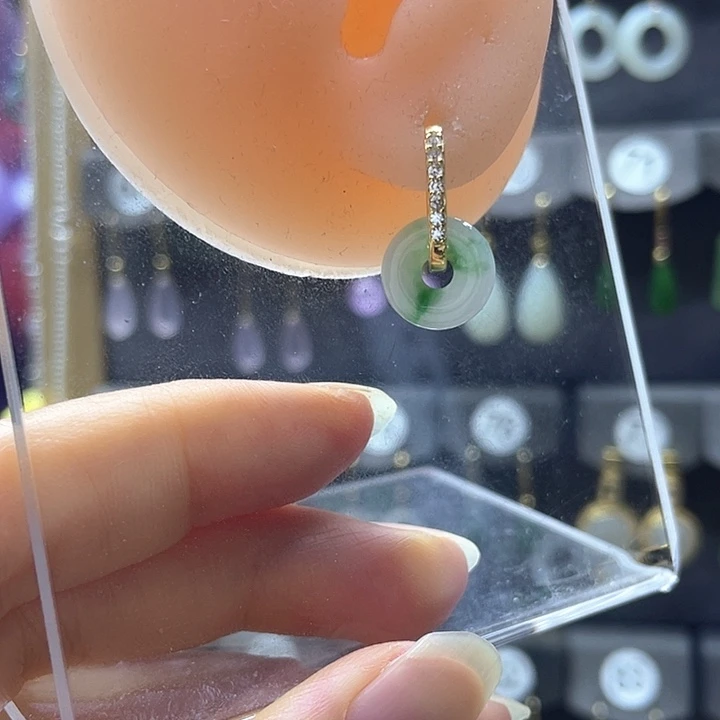 银S925镶嵌翡翠耳饰