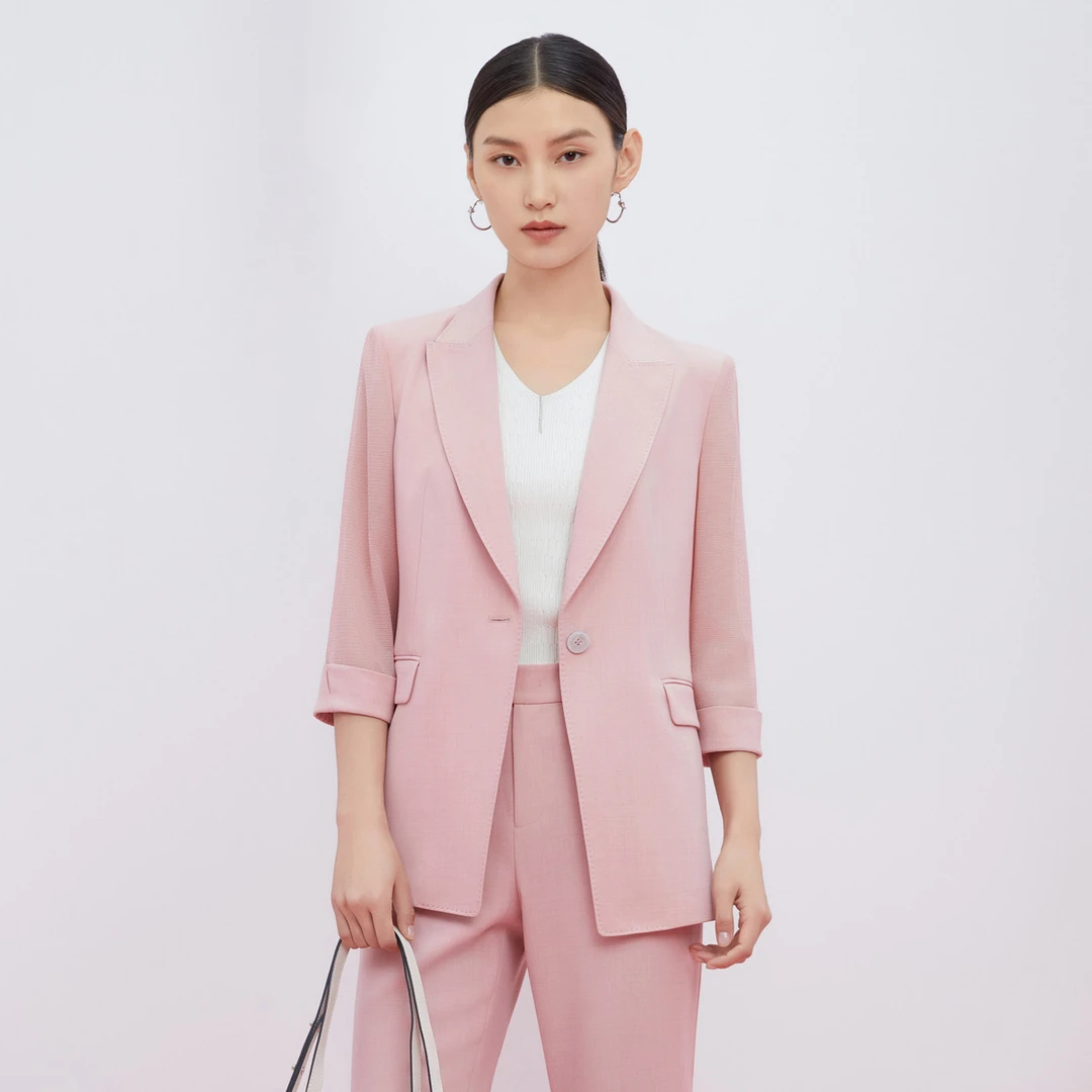 【岚岚专属】【精致立裁西服】通勤拼接纯色七分袖一粒扣外套女