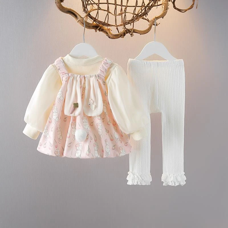 女童公主裙套装2025春装宝宝洋气吊带裙子春季礼服周岁婴儿童衣服