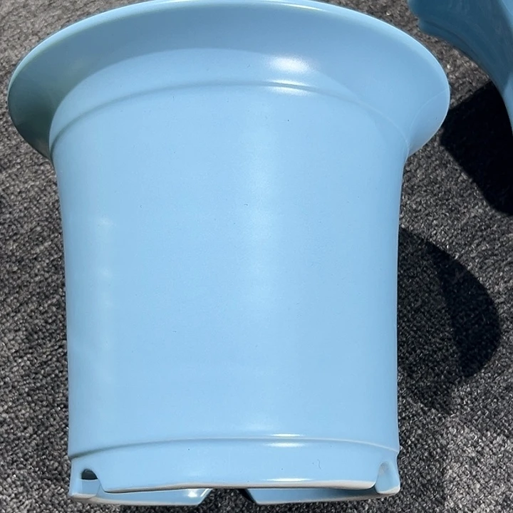 0007天蓝釉哑光桶盆陶瓷花期