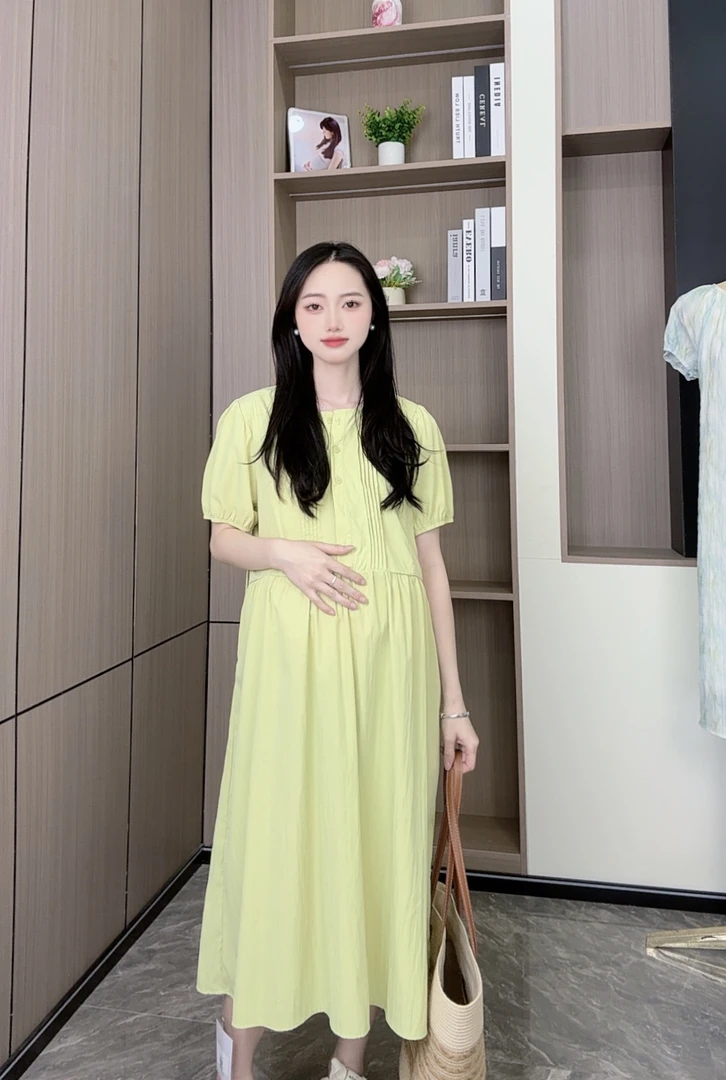 孕妇连衣裙夏季时尚洋气长裙2025新款宽松遮肚孕妇裙子