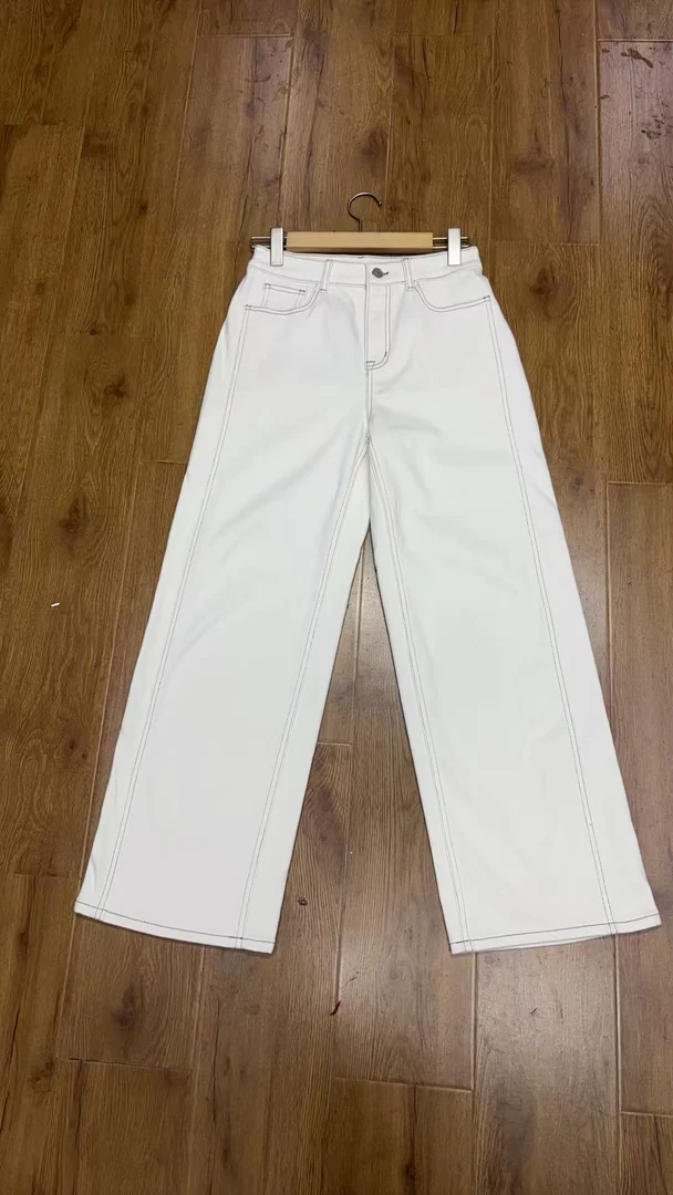 9138女裤直筒裤白色秋冬新款阔腿裤百搭女裤秋冬