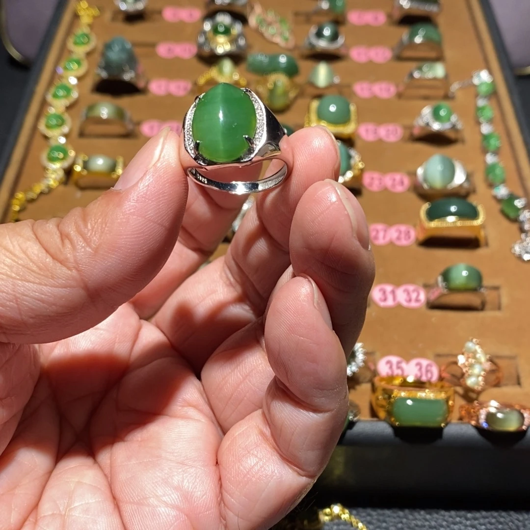 哪***吒和田玉银S925镶嵌戒指