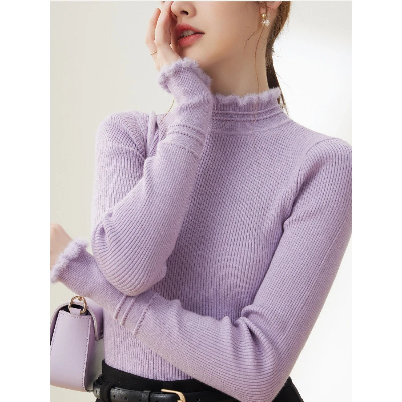 【特惠促销】洋气高领修身针织女内搭套头长袖轻奢毛衣秋冬季打底衫