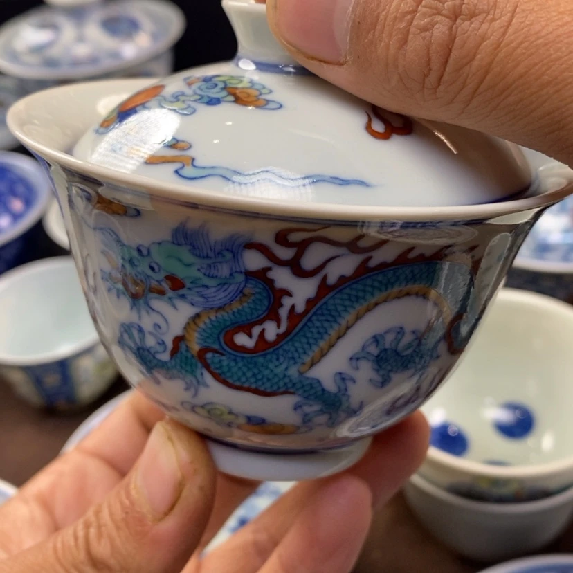 【闪购商品】景德镇青花斗彩盖碗