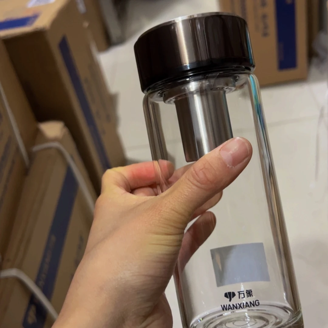 U265胡桃色单层烫手玻璃杯470加杯套