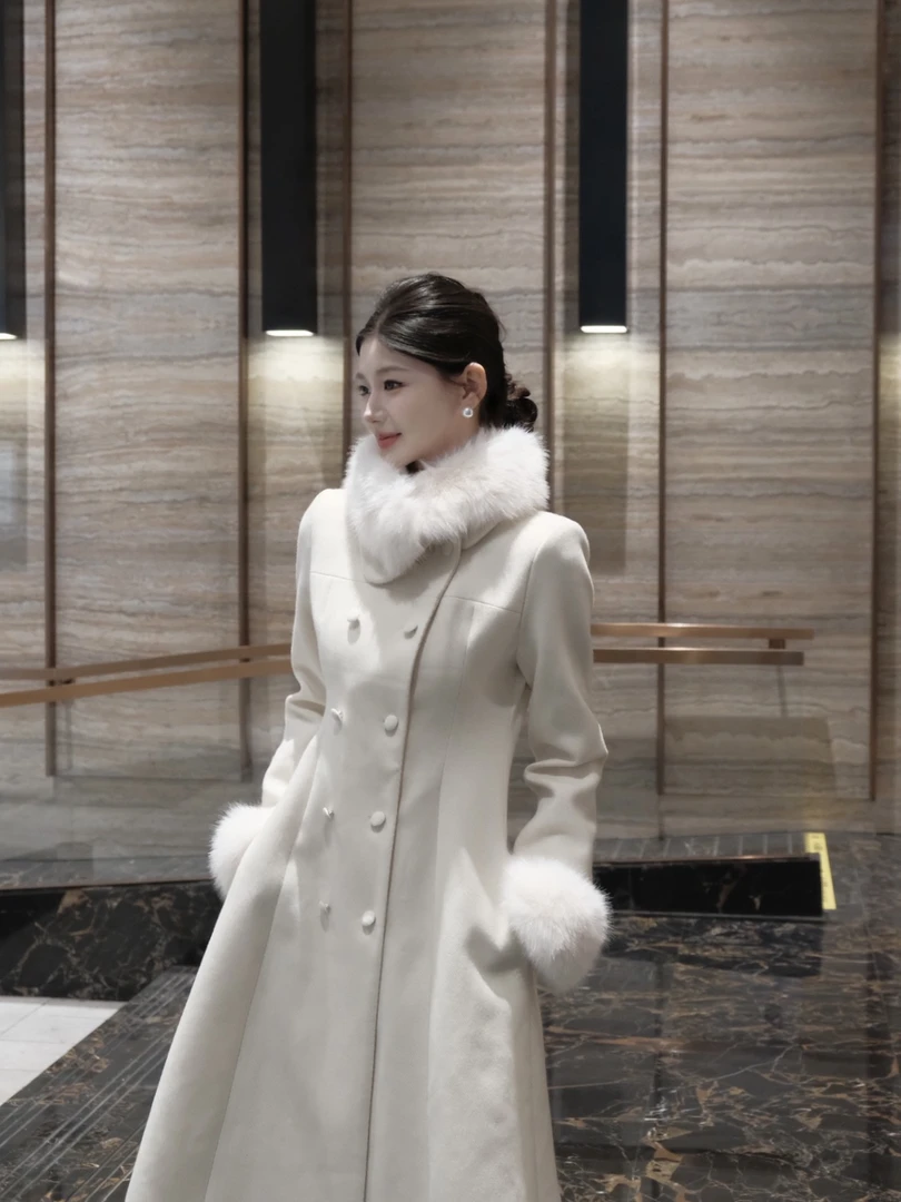 春日部【冬雪眠意】 法式高级感长款大衣01393