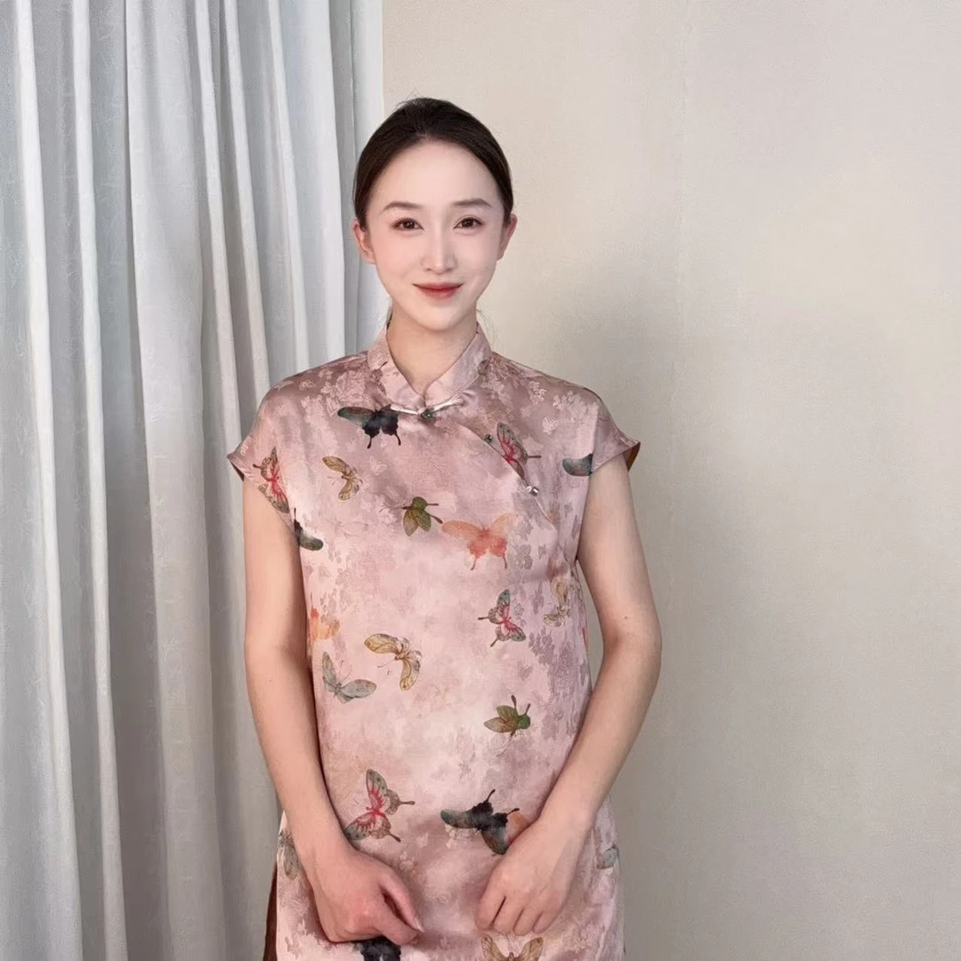 【蝶语】2025夏季薄款香云纱新中式国风奥黛小衫-YW