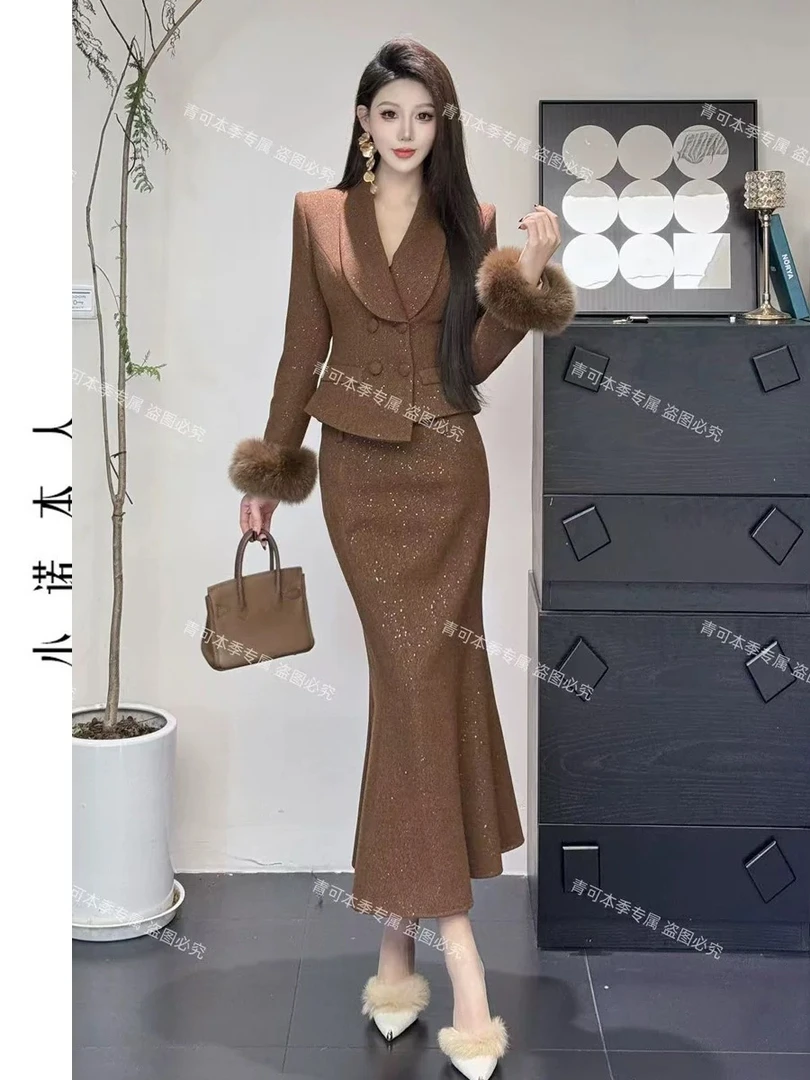 J119917秋冬季新款高级感气质通勤气质连衣裙