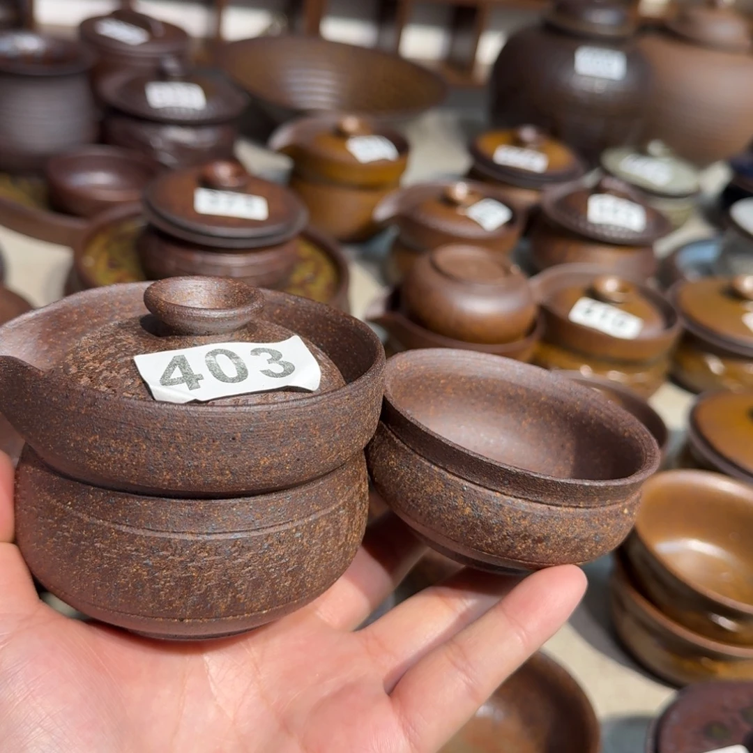 陶粗瓷茶具素色盖碗