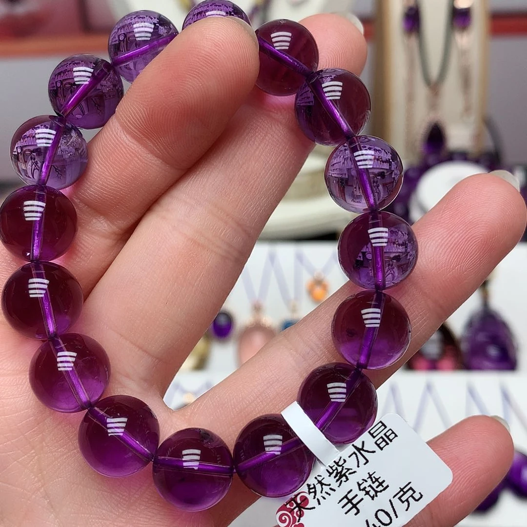 紫晶巴西手串12mm未镶嵌五****子