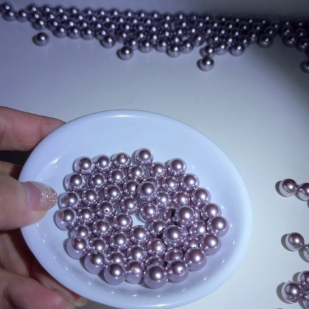 未镶嵌拼合珍珠（马贝珠）散珠B1767紫贝珠8mm30个9.9元