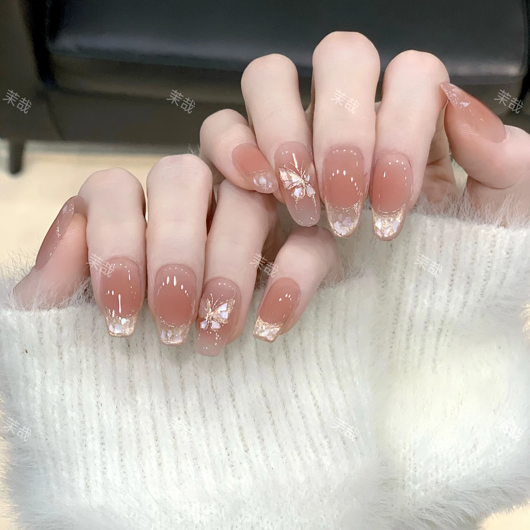 茉哉I【月下蝶影】纯手工定制美甲拆卸穿戴甲A4291