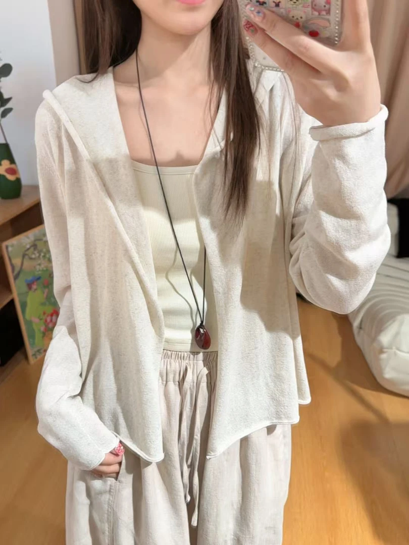 13460余小鱼【小燕麦】两色带杂色时尚百搭长袖卷边开衫外套女装